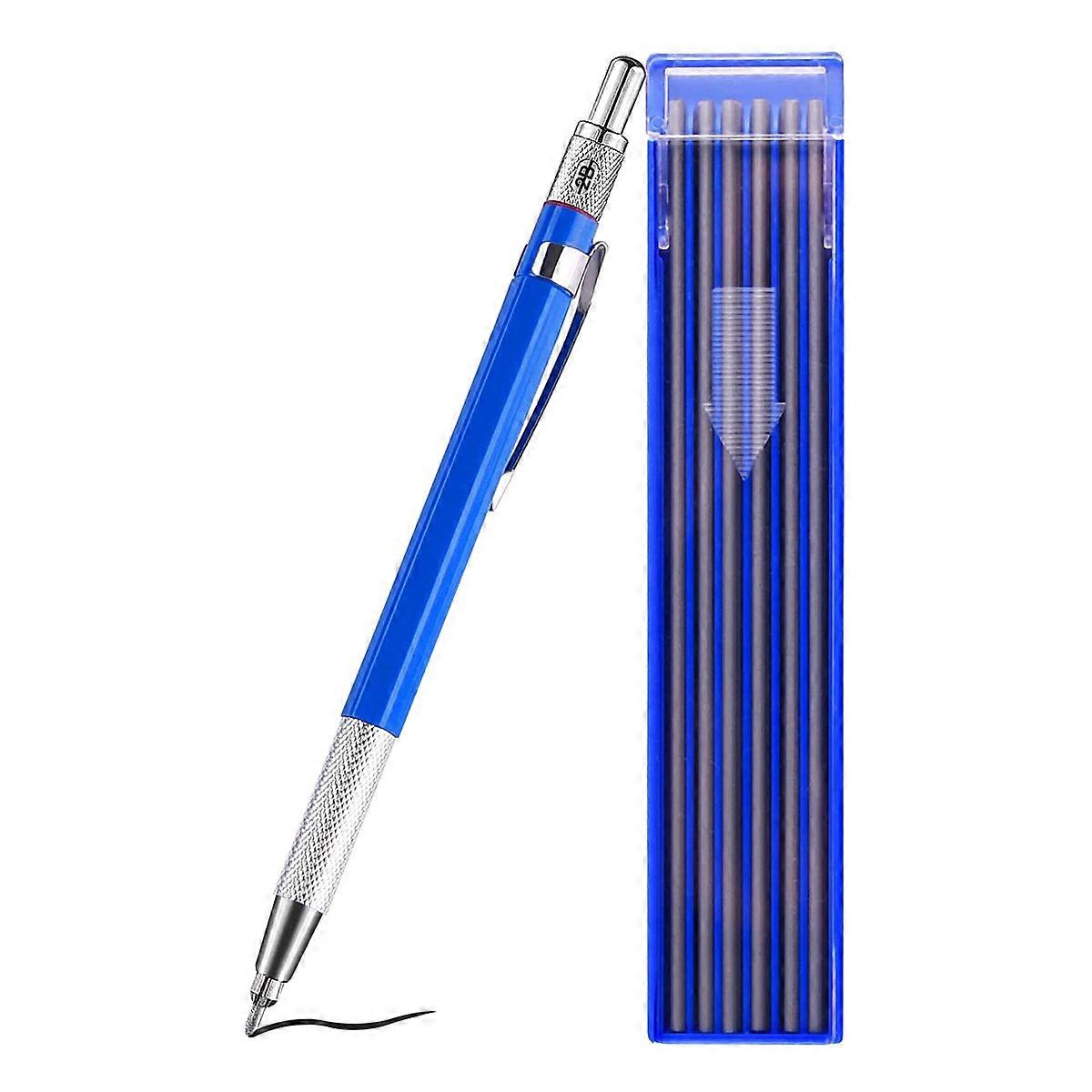 Welders Pencil with 12 Pcs Round Silver Refills, Metal Marker Pen Metal Carbide Scriber Mechanical