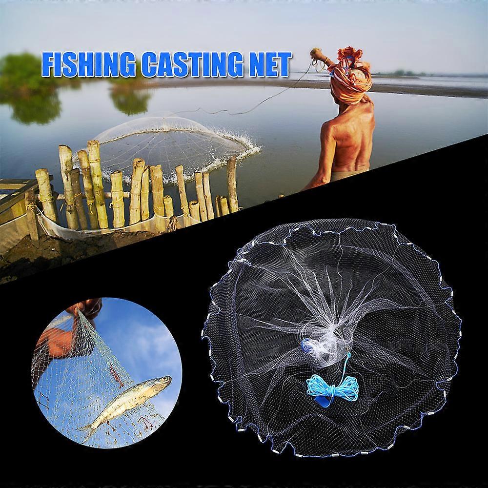Fishing Casting Net 7.8FT Fishing Net Saltwater Freshwater Bait Fish Net Hand Cast Fishing Net with Weights