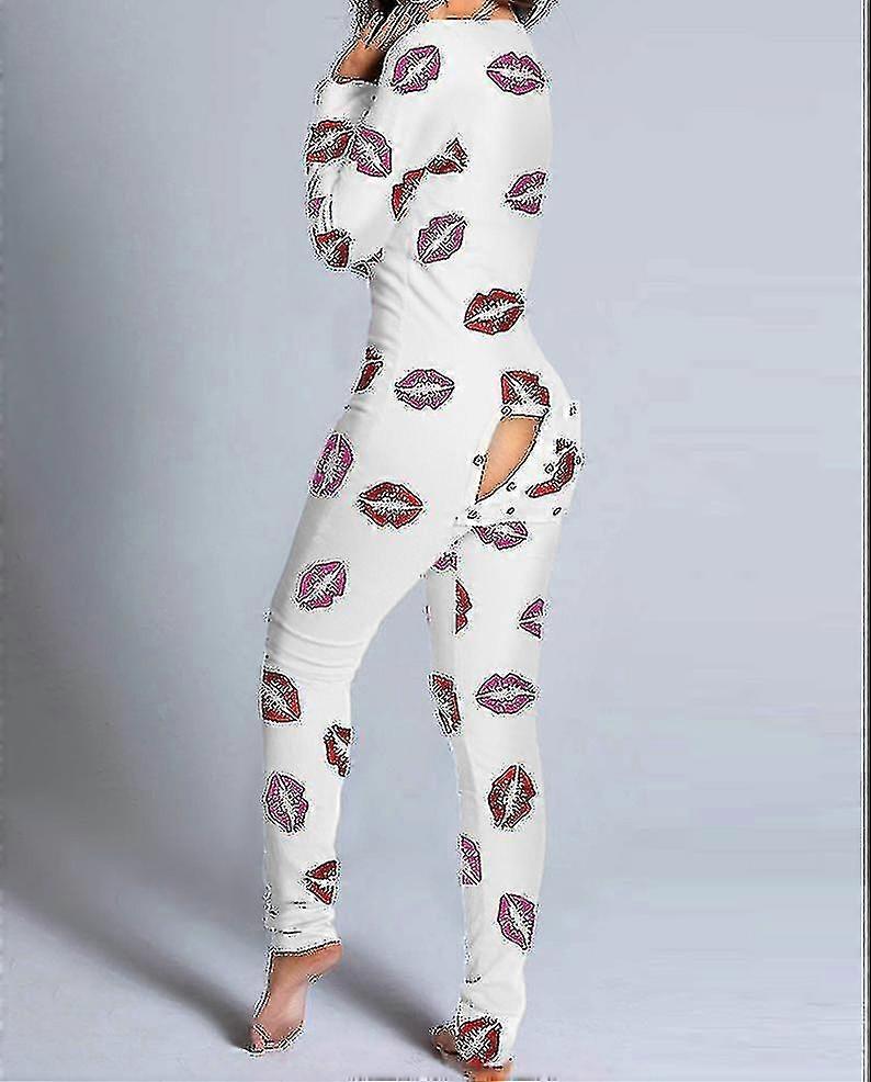 Butt Flap Fehérnemű Jumpsuit Nők Onesie Pizsama Vissza Button-down Bodycon Hálóing Felnőttek Onesies Combinaison Pizsama Femme