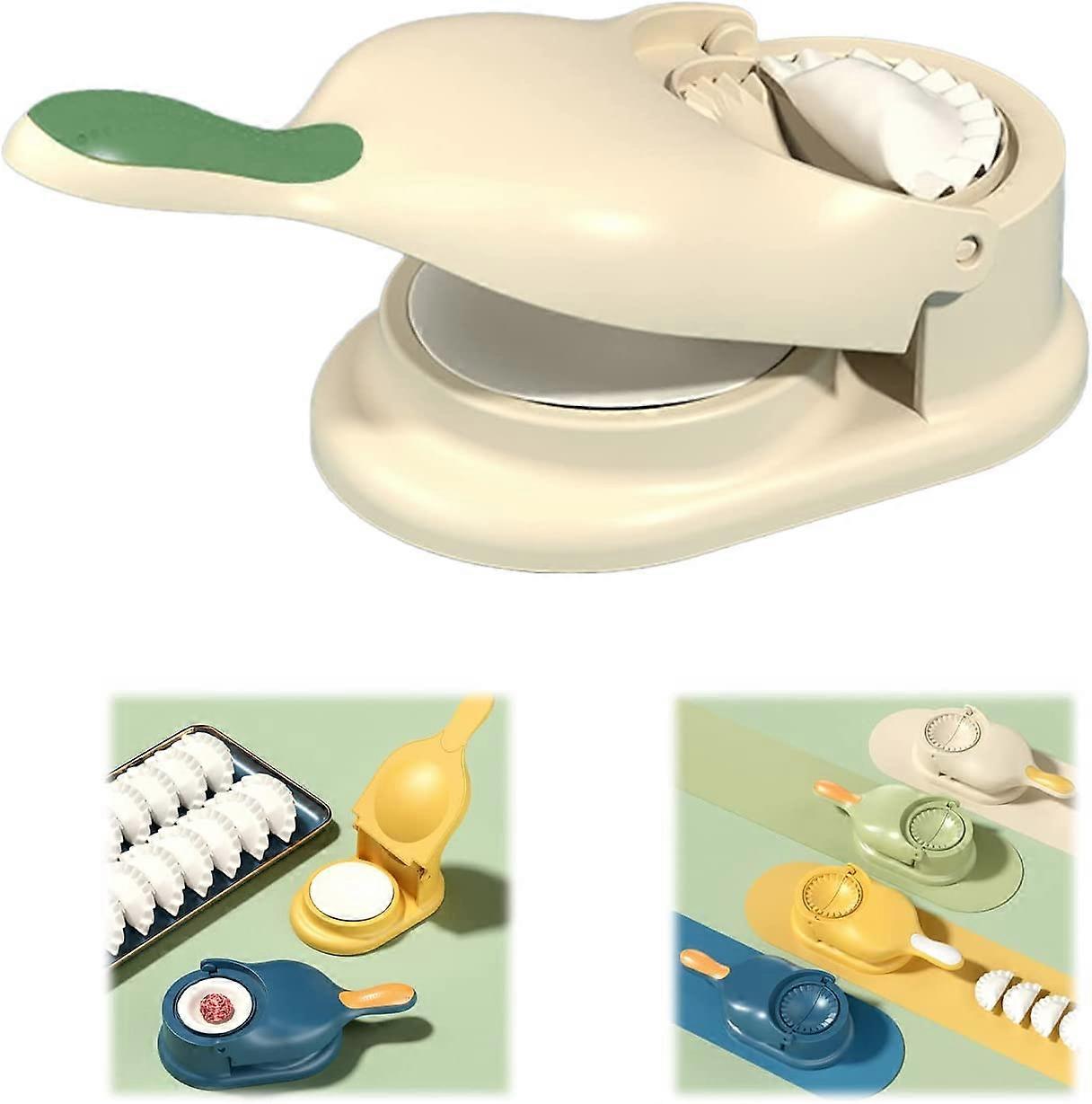 2023 New 2 In 1 Dumpling Maker,BeigeDumpling Maker Machine, Kitchen Dumpling Making Tool Baking Pastry Manual Artifact for Pressing Dumpling Skin Moul