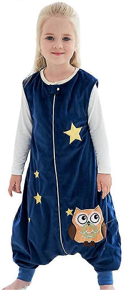 Children's Sleeping Bag With Legs Warm Pajamas L(5-6 Years)dark Blue