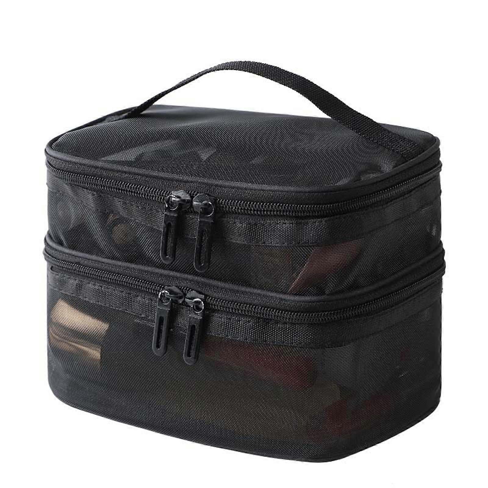 Large Capacity Handheld Transparent Storage Bag Double Layer Portable Travel Storage Toiletry Bag FLYE3934