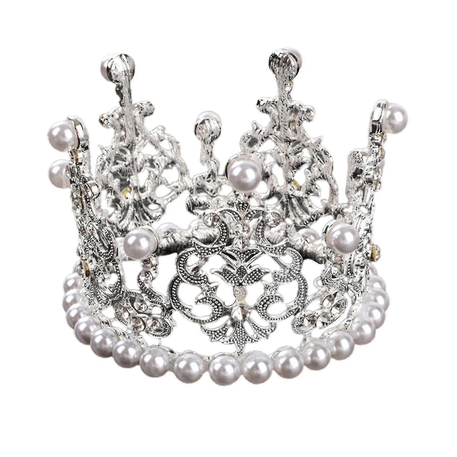 Faux Pearl Crystal Crown Birthday Baking Cake Decor