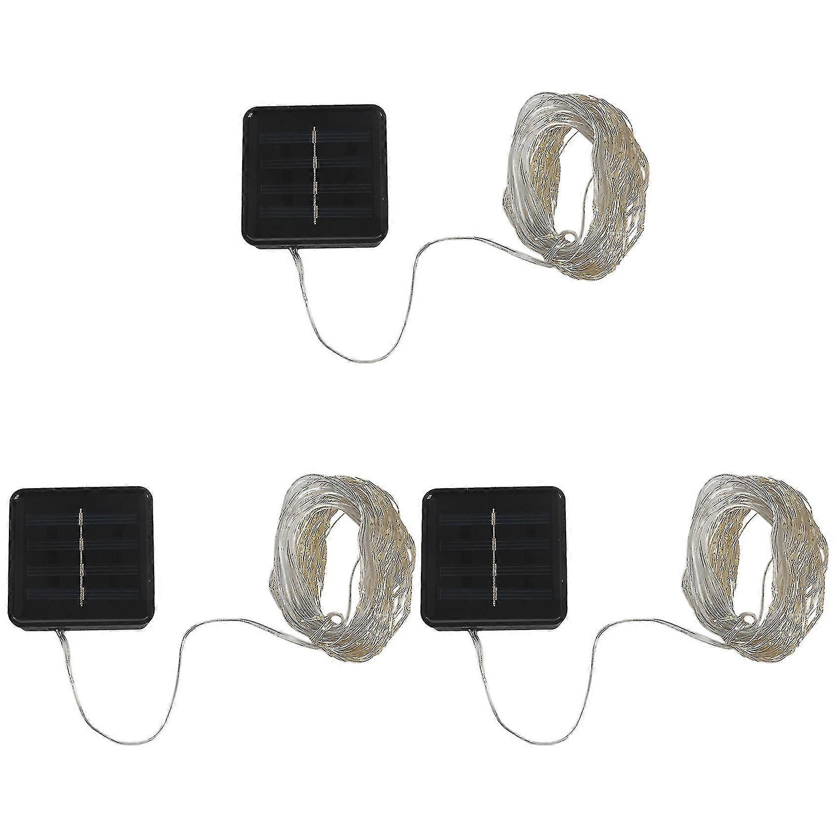 3x Solar String Lights, 10m 100led Outdoor String Lights, Waterproof Decorative String Lights For P