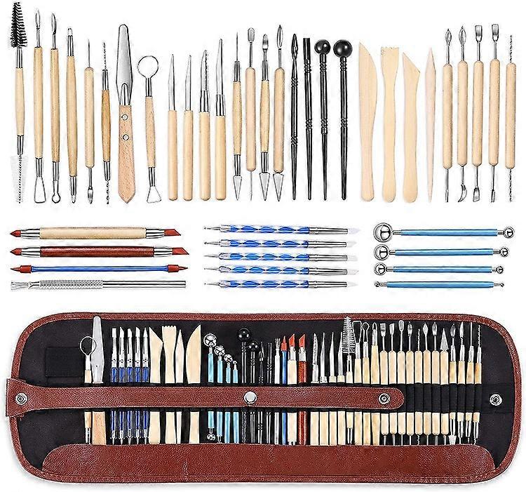 Pottery Clay Sculpting Tools 43Pcs Double Sided Ceramic Clay Carving Tool Set with Carrying Case Bag