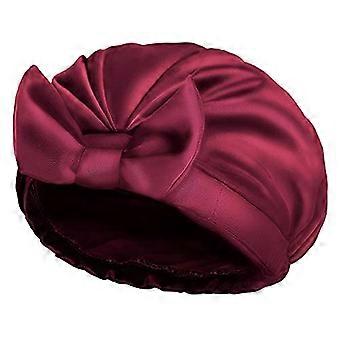 Extra große Duschhaube, Bowknot doppellagige wiederverwendbare Badehaarkappen mit seidigem Satin für Schönheitsbäder, Haar-Spa, Heimhotel Reisen (rot)