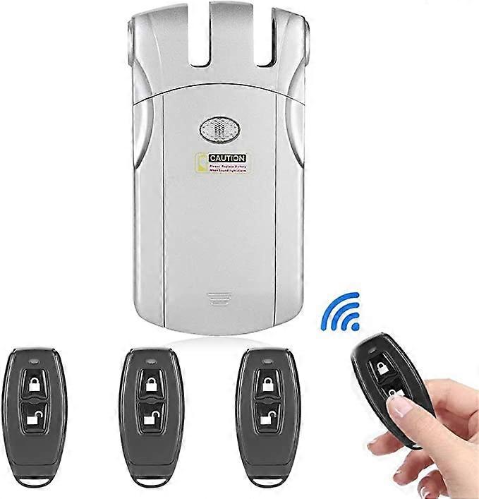 Serrure électronique sans fil - WAFU Invisible Keyless Wireless Remote Lock Electronic Lock avec 4 télécommandes argentées