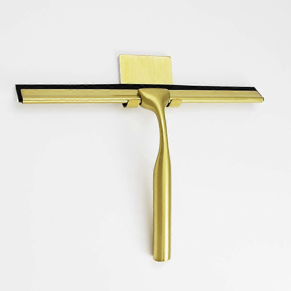 1pc Shower Squeegee, Stainless Steel Bathroom Squeegee, with Hook, for Efficient Cleaning, Window Squeegee for Bathroom (Golden)