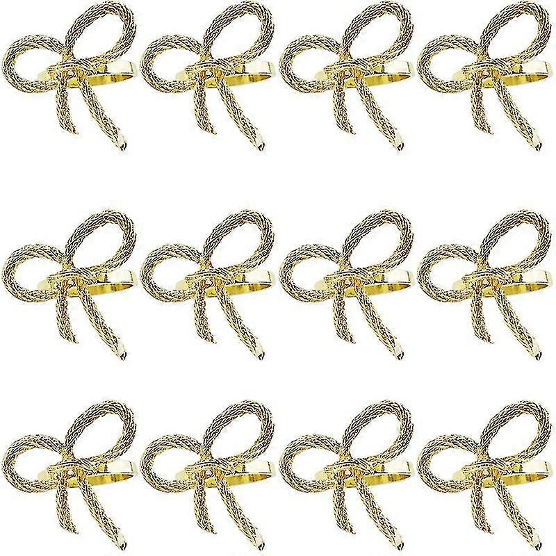 12 pcs 간단한 황금 냅킨 반지 나비 나비 넥타이 냅킨 버클 호텔 레스토랑 입 천 반지