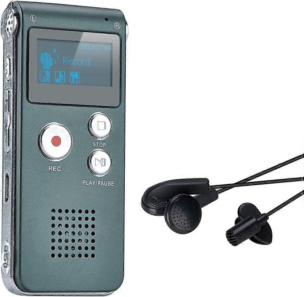 Draagbare Digitale Voice Recorder Geluid Audio Recorder Dictafoon LCD Recorder MP3 Speler-8GB (Grijs)
