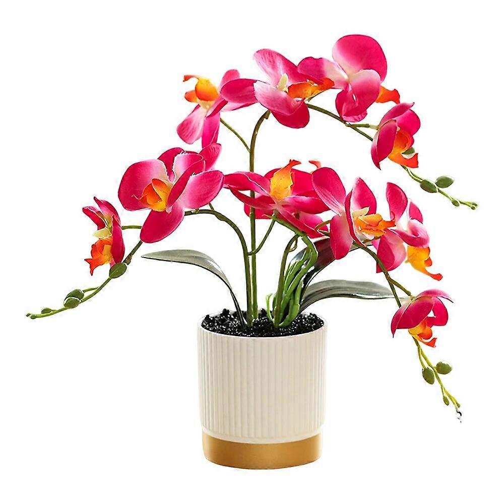 Phalaenopsis artificial, arreglo artificial de orquídeas de Oceanía falsa de 33 cm con jarrón, flores artificiales en macetas, orquídea de Phalaenopsis