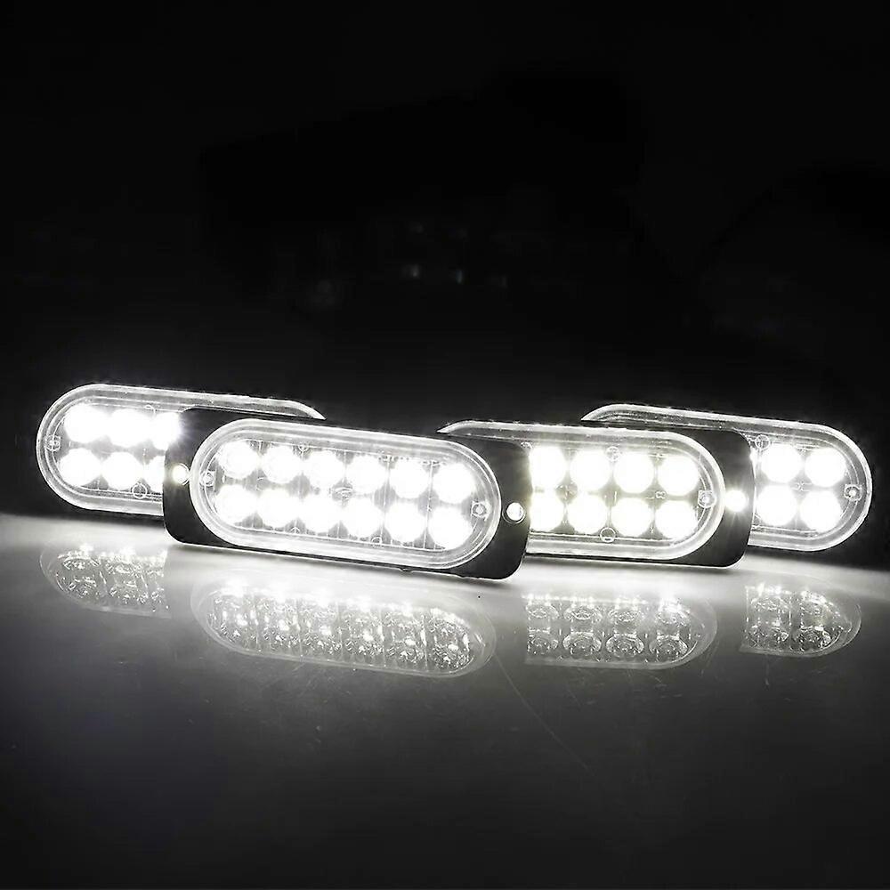 4pcs Led Kit 12SMD Strobe Warning Light Strobe Grille Flashing Lightbar Truck Car Beacon Lamp Amber Traffic Light 12V Car Light