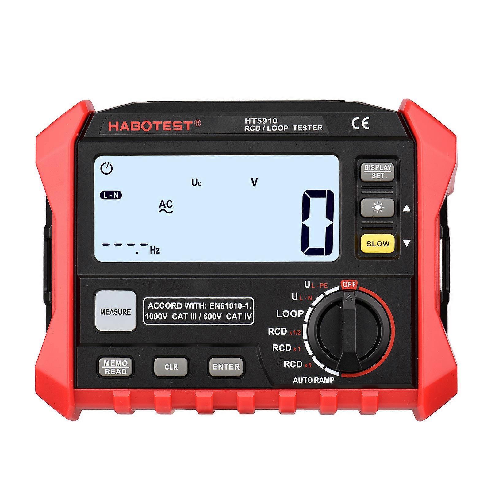 HT5910 4.7-inch Digital Resistance Meter Leakage Switch Tester RCD/Loop Tester 1000 Data Storage Megohmmeter Voltmeter