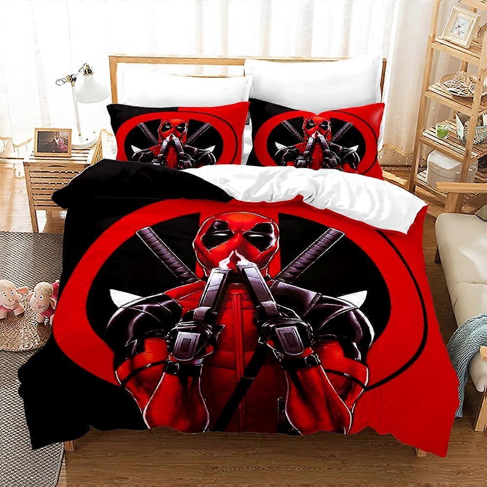 v4765 Bed Sheets Bedding Dead-pool 3 PCS Comforter Set with 2 Pillowcases,Deadpoo-l Bedding Set Sheet Set for Kids Adults,All Season Lightweight Bedd