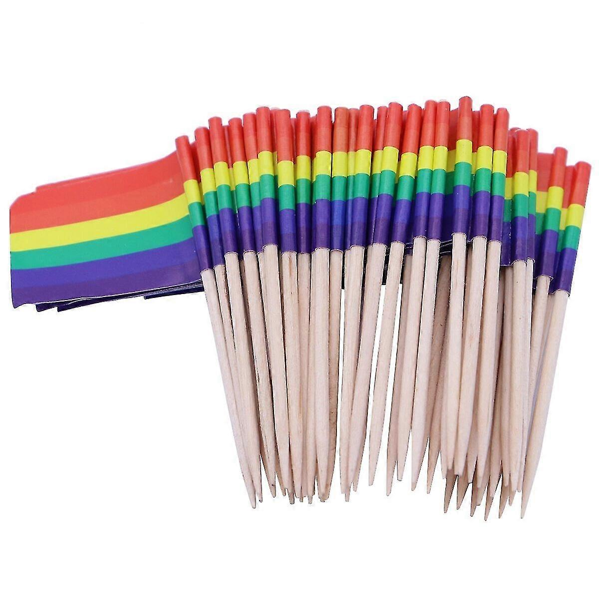حزمة من 100 سباق العلم المسواك العلم يختار المقبلات المسواك فواكه العصي لحفل كوكتيل - قوس قزح