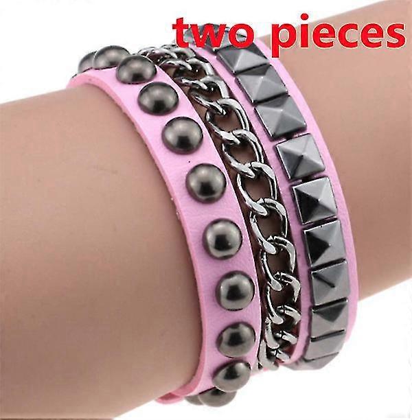 Luxury 2022 Fashion Outlet Cowhide Rivet Bracelet Multi-layer Leather Wide Bracelet Anime Peripheral Accessories Two Pieces