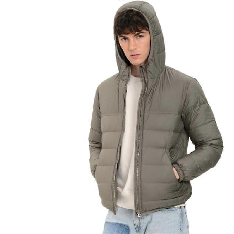 Pufferjacka för män Lätt huva vindtät vinterkappa