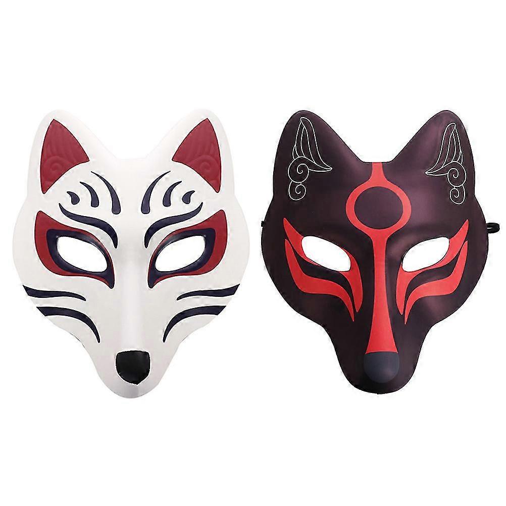 2pcs Eva Fox-shape Masks Party Decorative Masks Festive Halloween Fox-shape Mask Party Decor
