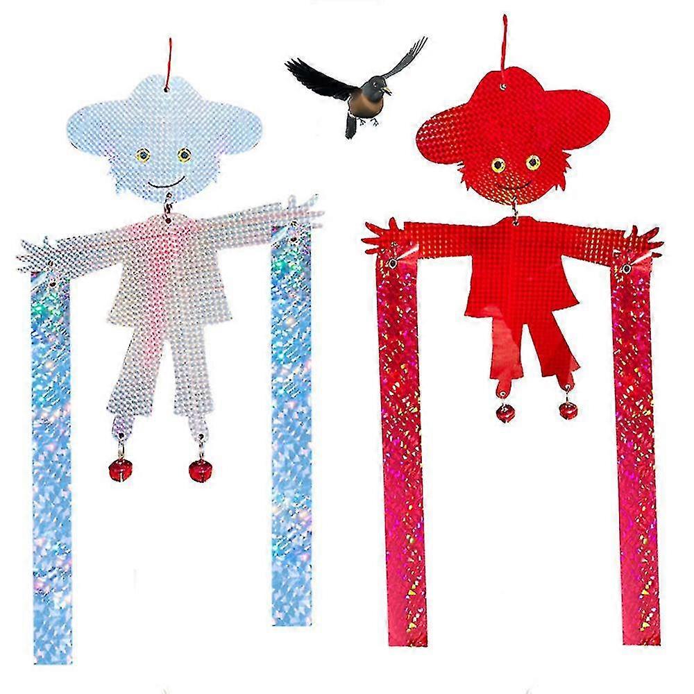 2 Pack Hanging Reflective Bird Deterrent Device, Garden Decorative Scare Bi