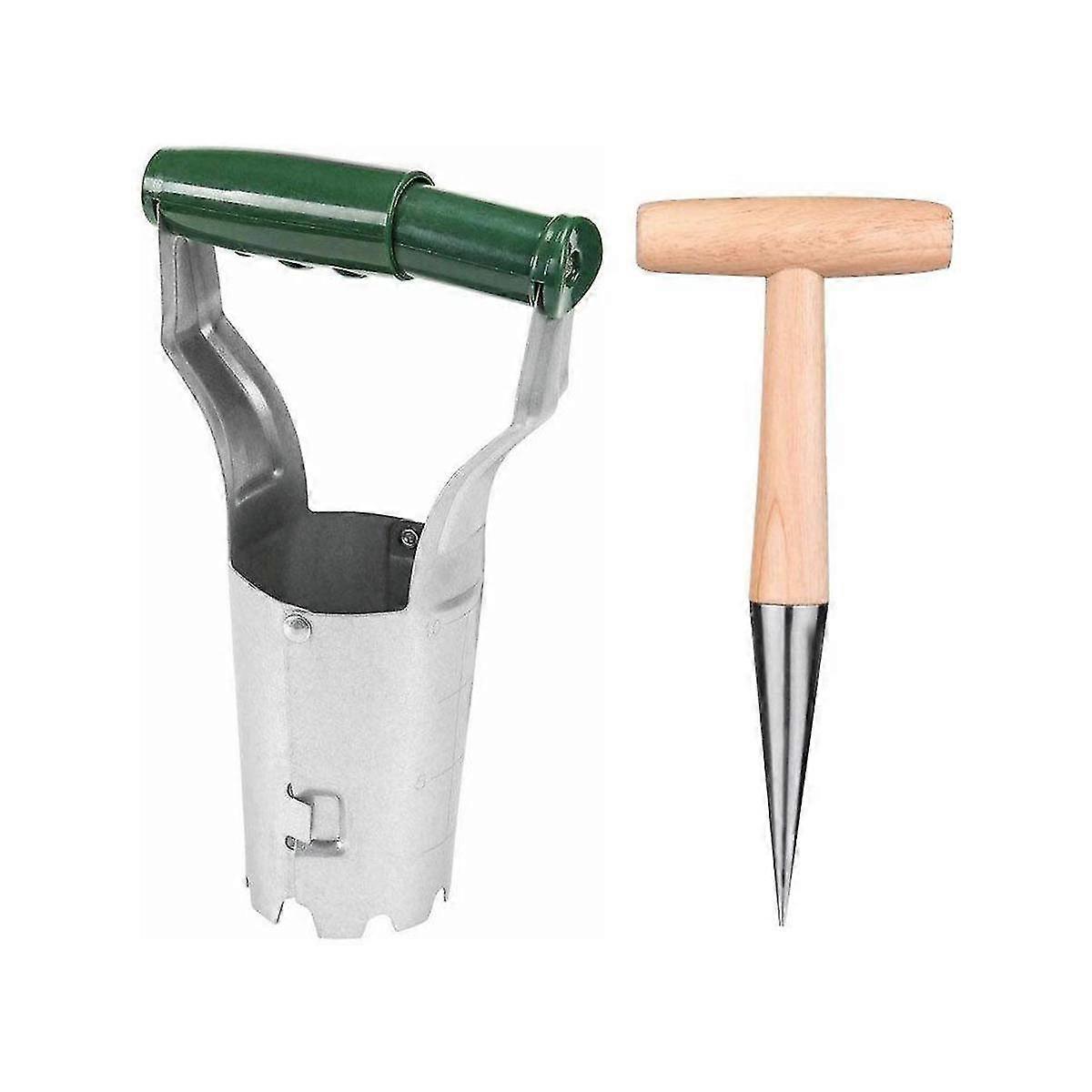 Bulb Planter with Depth Hand Dibber Garden Tool, Seed Planter Tool with Depth for Planting Steel