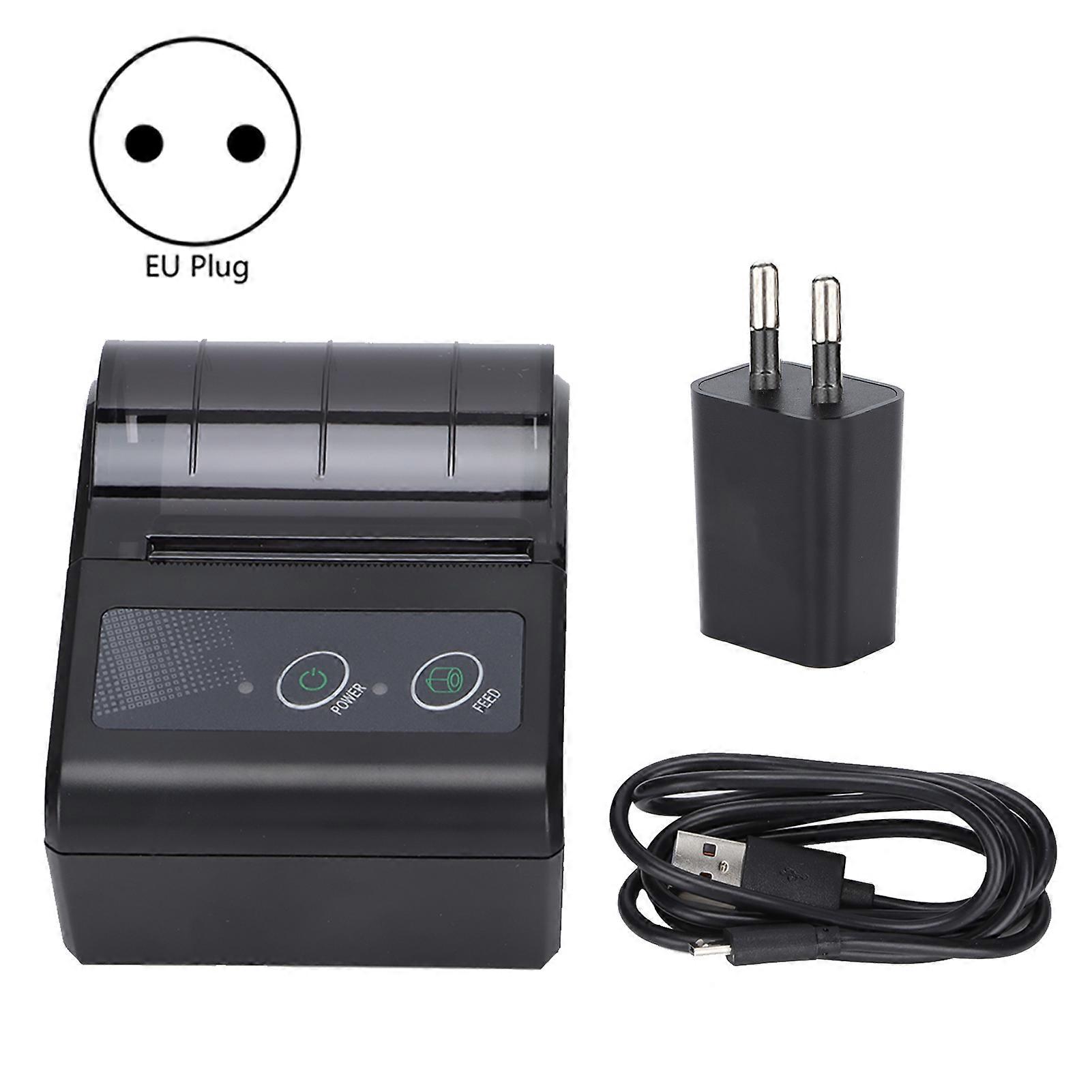 Thermal Printer 1500mAh Large Capacity 50 to 80mm/s Portable Wireless Ticket Machine 100 to 240VEU Plug