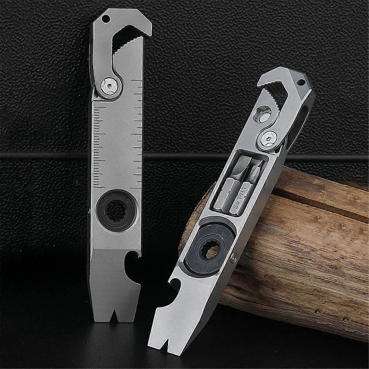 Titanium EDC -piikkitanko, monitoimityökalu, jakoavain / piikkitanko / ruuvimeisselit / kynsiohjaimet / pullonavaajat ja muut toiminnot