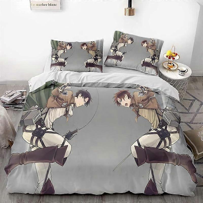 Yt92 ATTACK ON TITAN Bedding Set - Comfortable and Lightweight 3-Piece Cartoon Bedding Set (Available in Multiple Sizes) CX92