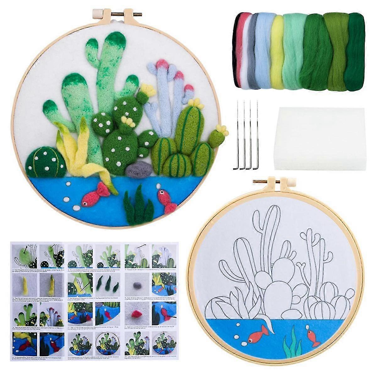 Needle Felt Supplies For Beginners,needle Felt Set,felt Needle,picture Frame,foam Pad,felt Cloth And Instructions