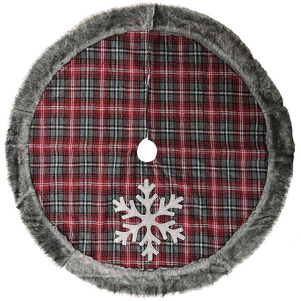 Christmas decorations Snowflake plaid artificial wool wrapped tree skirt tree bottom decorative tree apron