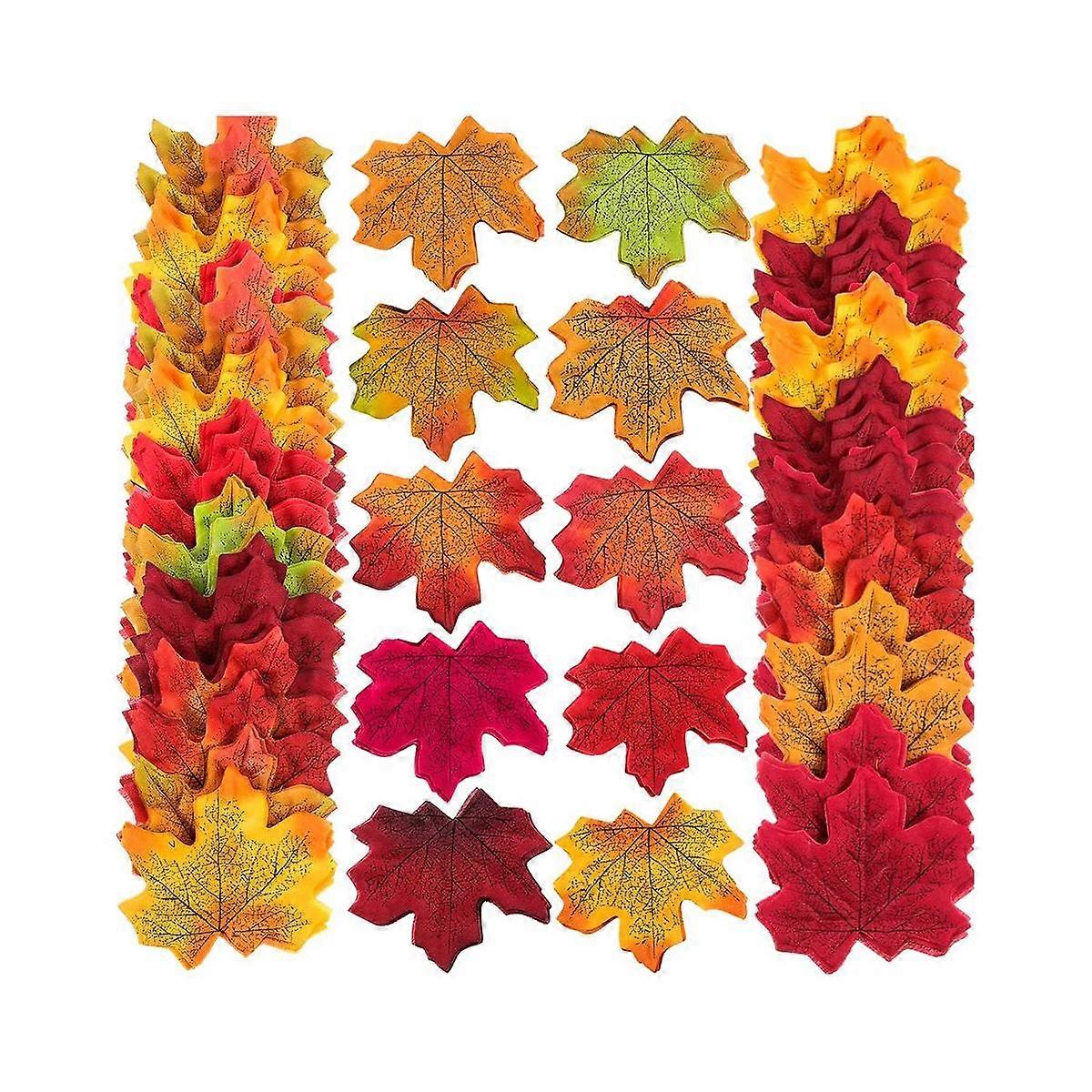 500Pc Artificial Silk Maple Leaves Autumn Leaves DIY Handmade Scrapbooking Autumn Fall Wedding Deco