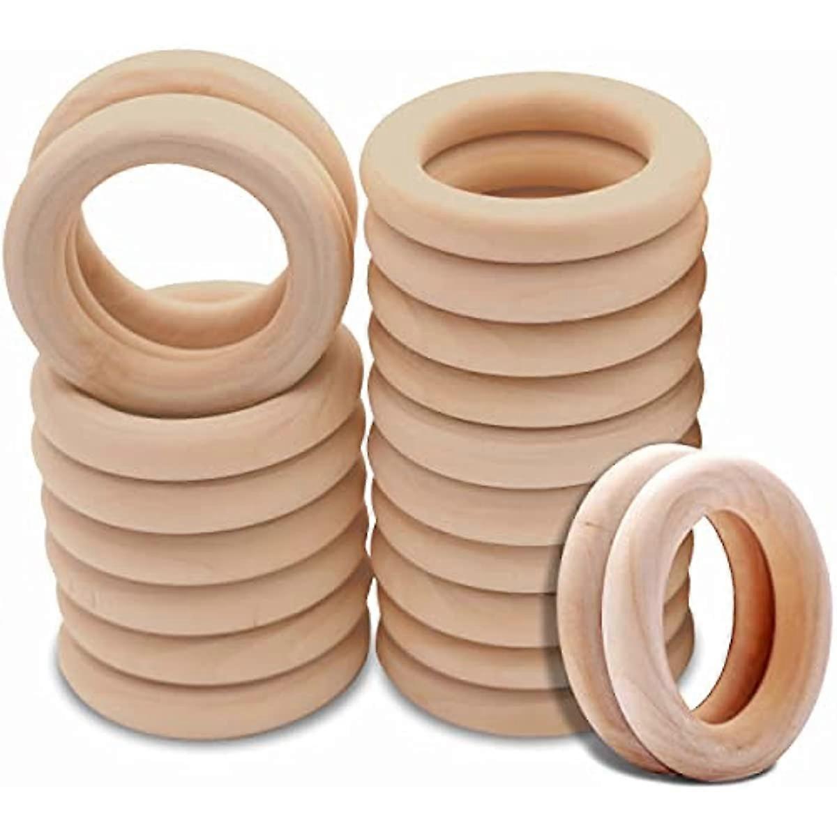 20Pcs Wooden Rings for Crafts 55mm - Smooth Unfinished Macrame Rings Durable & Lightweight Wood Rings for Jewelry DIY Making Crafts & Home Decor