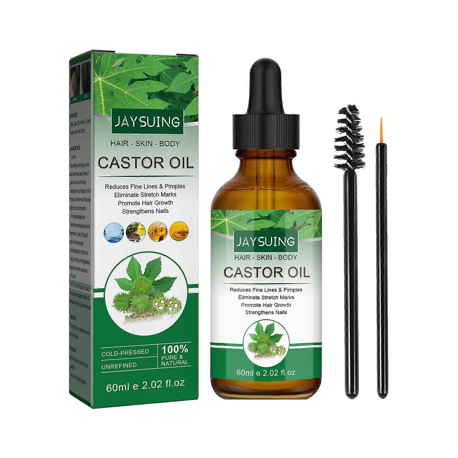 Minglan Castor Oil For Hair Growth For Men And Women, Pure Cold Pressed Castor Oil For Growth Of Eyelashes Eyebrows 60ml