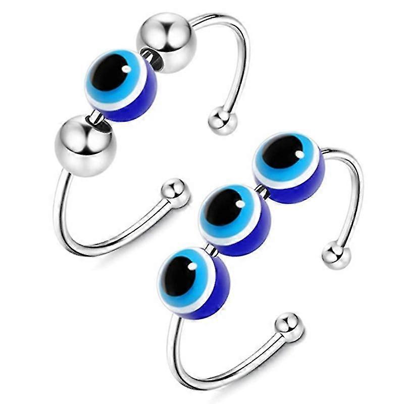 Copper Plating Devil's Eye Ring Anxiety Ring With Bead Swivel Adjustable Ring