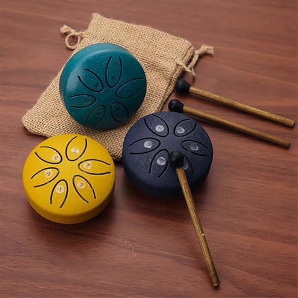 Tambour à Langue En Acier 6 Pouces 11 Tons - Handpan En Do Majeur, Doré, Avec Maillets, Sac Et Partitions