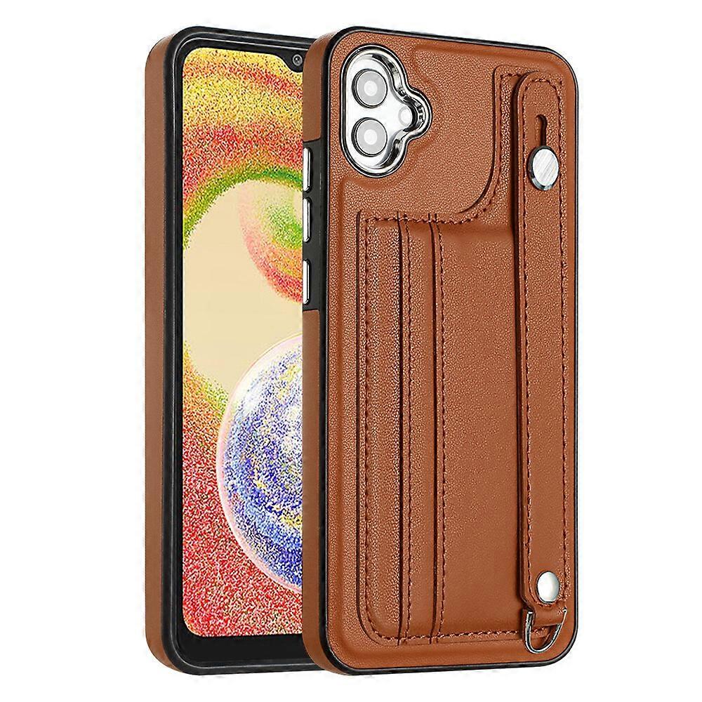Compatible with Samsung Galaxy M04/ F04 Credit Card Slots Holder PU Leather Wallet Case with Wristband
