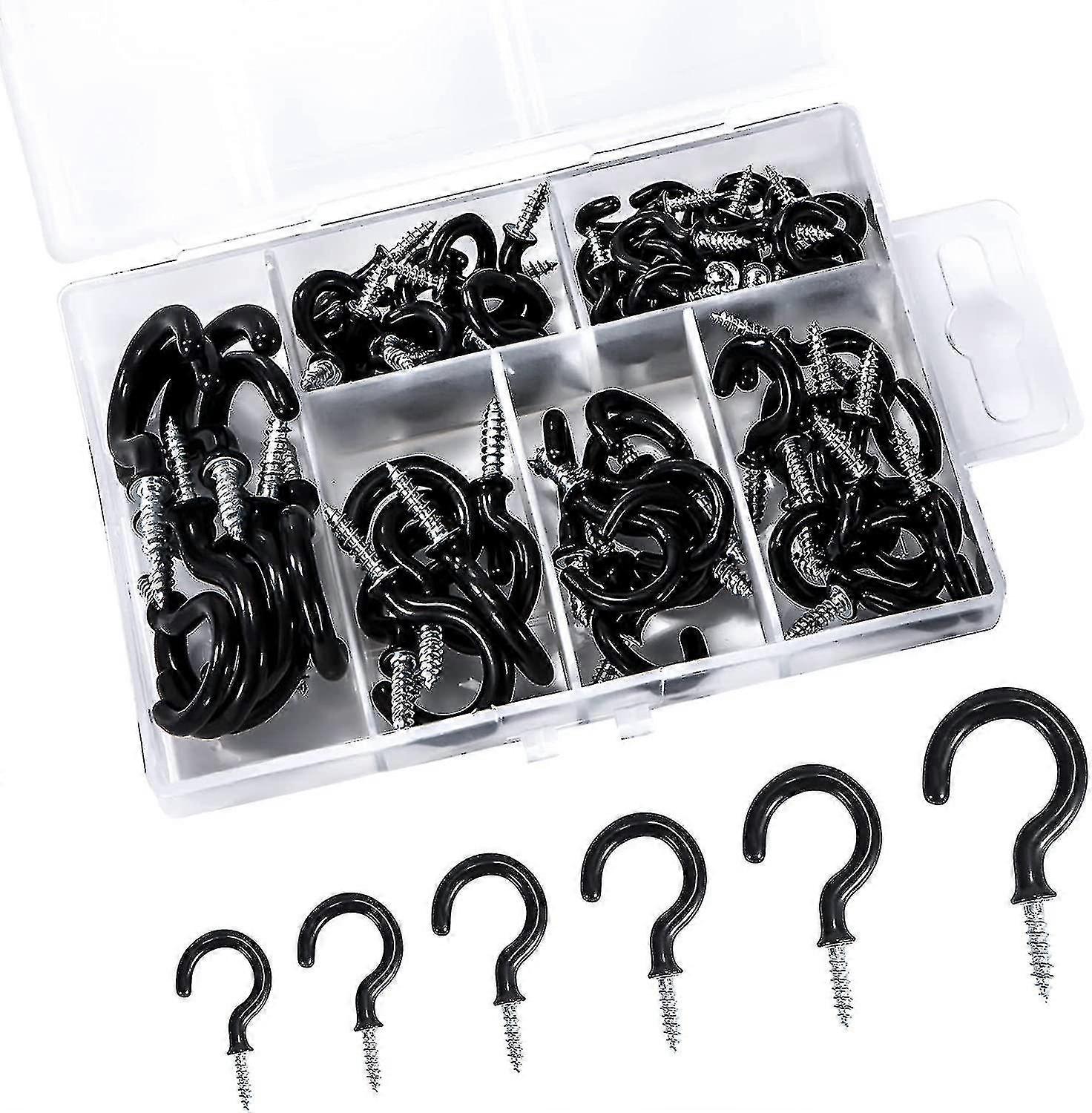 Vinyl Screw Hooks, 70 Pieces Metal Hooks For Ceiling, Coated Screw Hooks For H