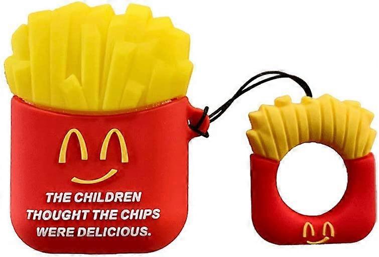 AirPods Case, Creative Fun Food Potato Chips Hamburger Popcorn Shape Matte  Surface TPU Silicone Cover Protective Skin for Apple AirPods+Lanyard-Potato