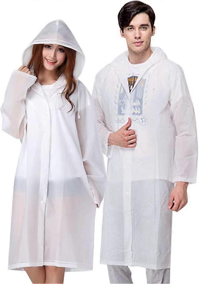 Rain Poncho,2 Pieces Waterproof Poncho,Reusable Poncho EVA Material,Women and Men Rain Poncho,Perfect for Camping Festivals and Hiking, White, One Siz