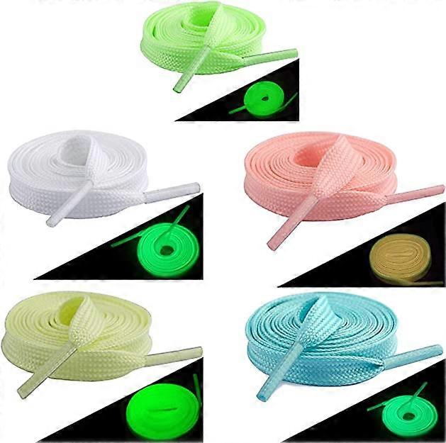 5 pairs of fluorescent shoelaces (5 colors, 120cm), luminous flat colored shoelaces, luminous sports shoelaces for parties or dances