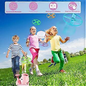 Jeu D'extérieur Pour Enfants - Lanceur De Disques Volants Avec 8 Frisbees Et Filets - Jouet Sans Pile Pour 3 à 8 Ans - Idéal Jardin, Plage, Parc