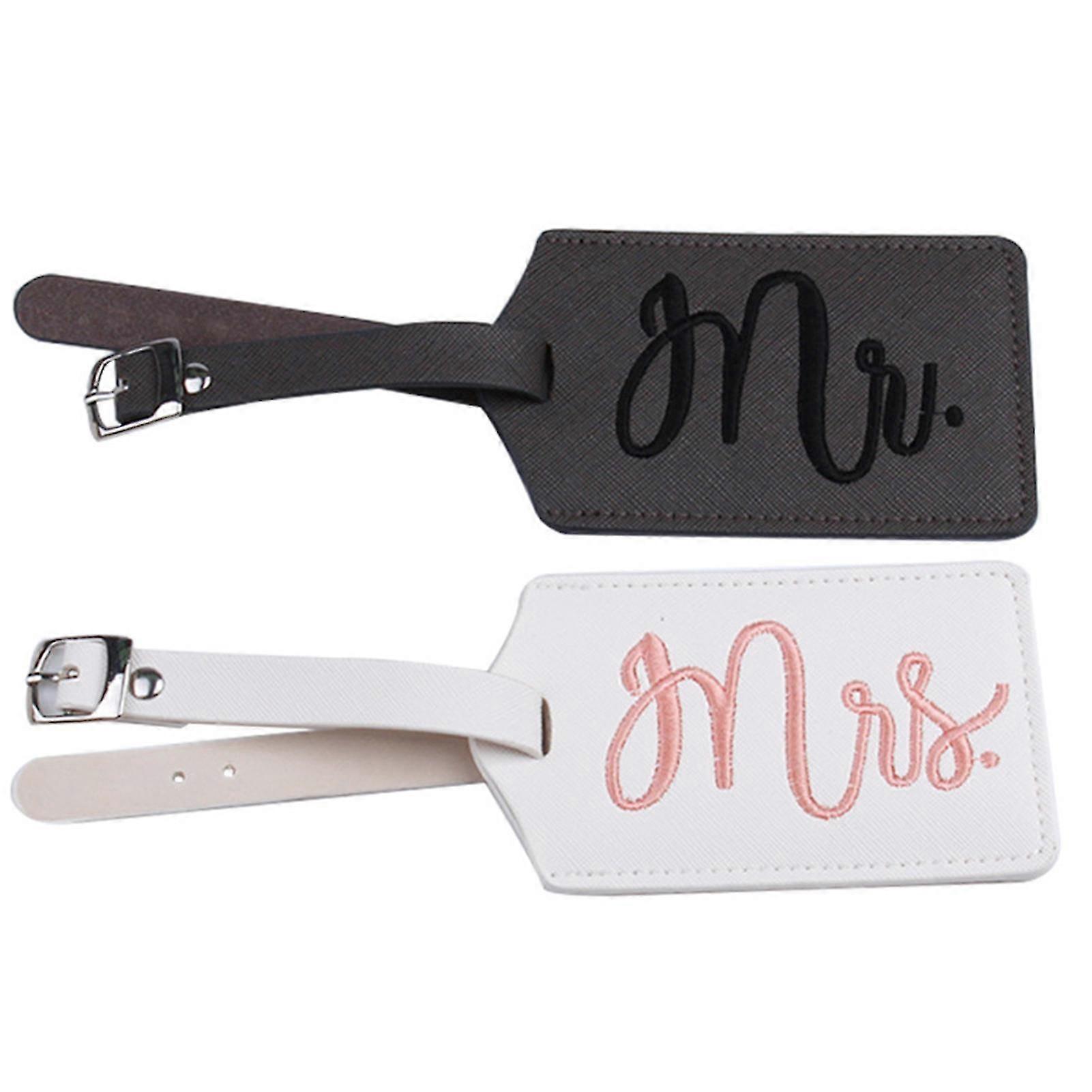 カップルハネムーンPUレザーソリッド用2個、アドレスカード荷物タグ付き結婚式