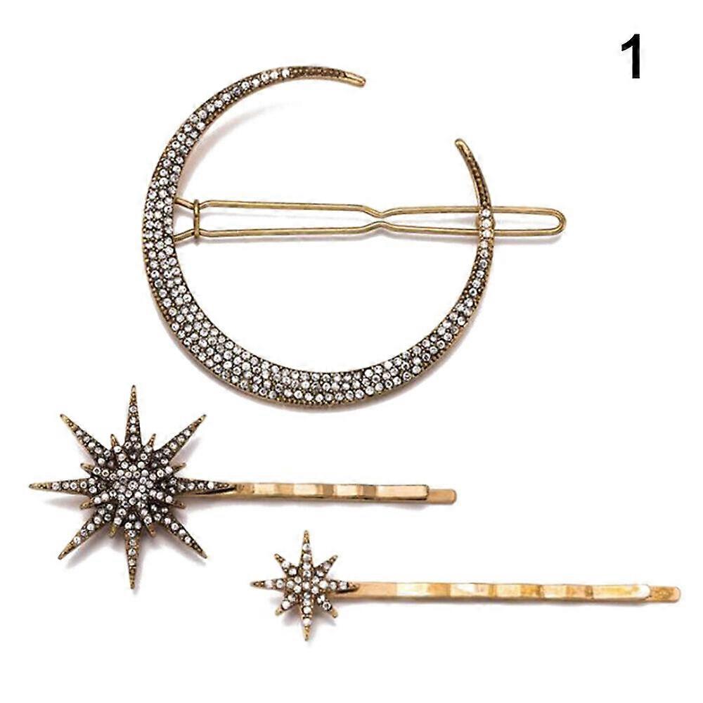 Mulheres Estrela Lua strass Clipe de Cabelo Pin Moda Acessórios Joias Design