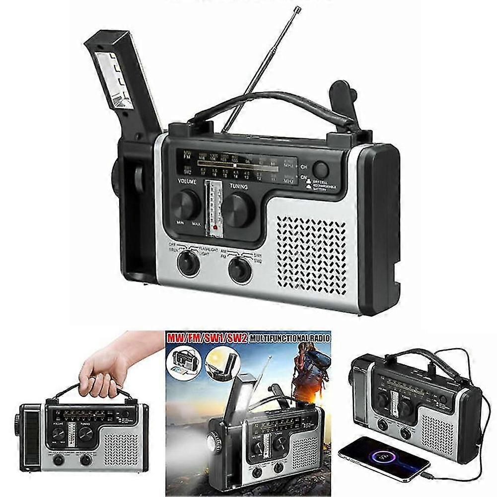 Multifunctional- Portable Fm/am, Solar Radio With Flashlight Table Lamp