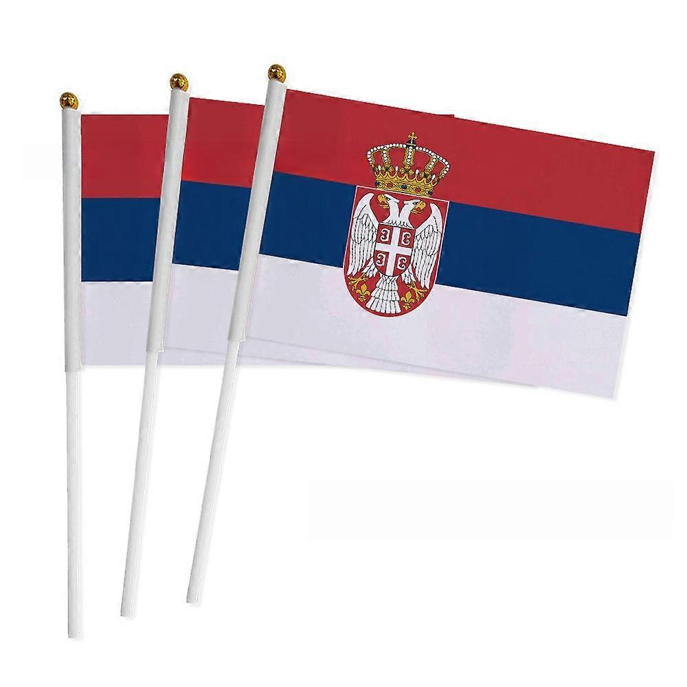 50 قطعة صربيا 2024 كأس أوروبا يلوح باليد العلم الوطني مروحة العلم البوليستر العلم قماش حريري مع قضيب 1421 سم