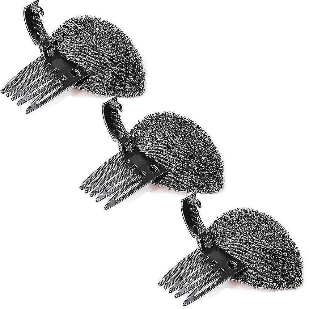 perfect puff hair head cushion, invisible fluffy hair pad sponge clip, bun bump it up volume hair base set(3pcs brown)