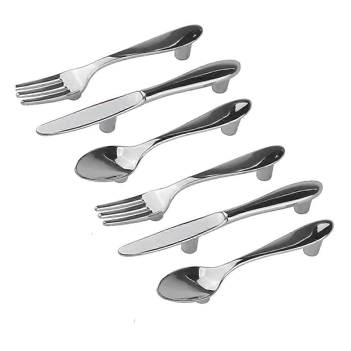 6 Pcs Knife Spoon Fork Kitchen Cabinet Closet Drawer Pull Handles Knobs 3-inch To (silver)