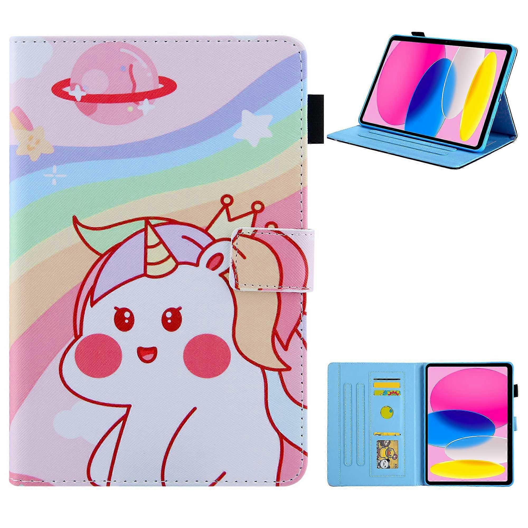 For iPad 10.9 (2022) / iPad 10th Gen Anti-scratch PU Leather Tablet Case Cross Texture Pattern Printing Card Holder Stand Magnetic Clasp Cover