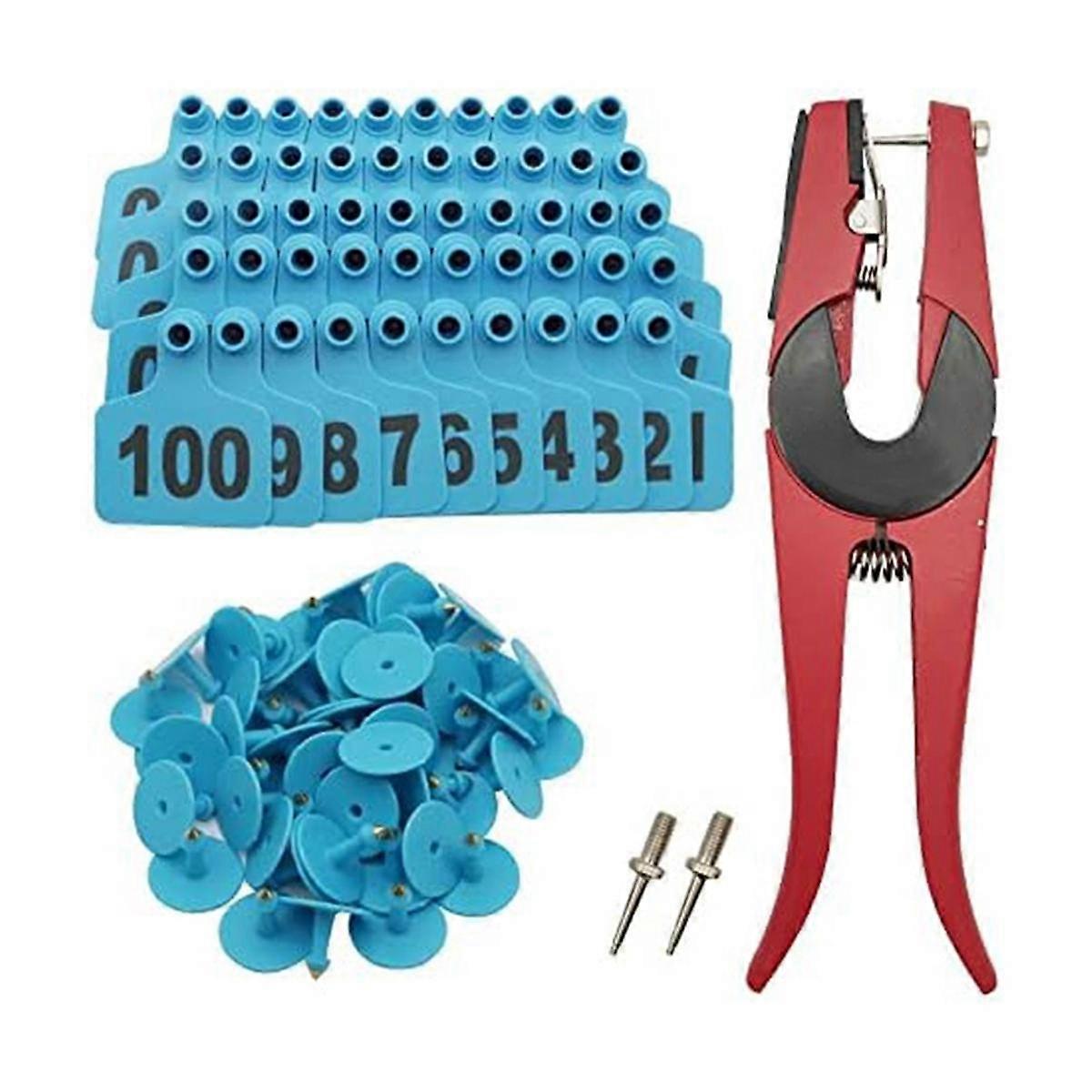 Cattle Ear Tags 001-100 Number Plastic Livestock Animal Tags for Cows Ear Tag Applicator Kit,100 PC