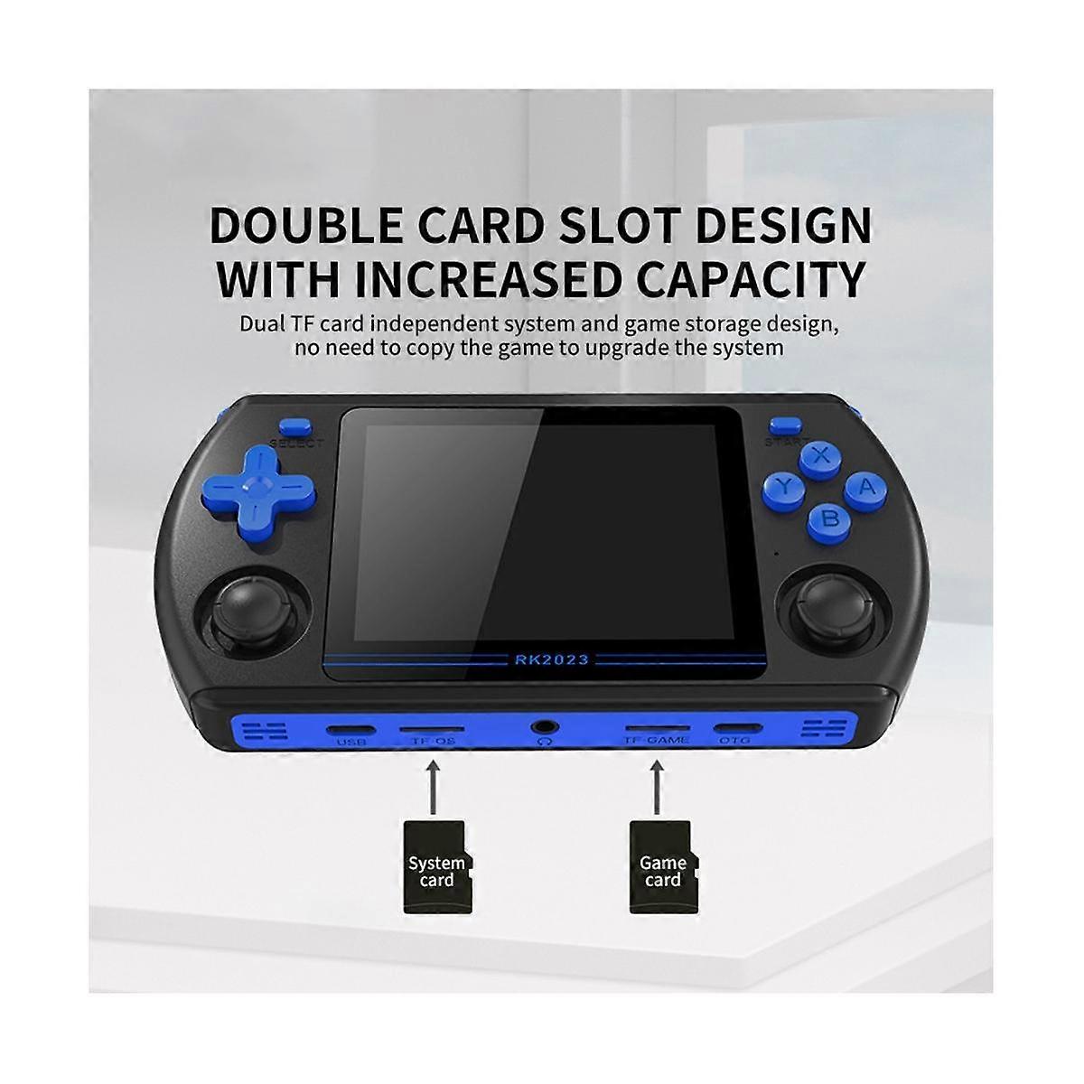 RK2023 Retro-Konsole 3,5 Zoll 16G + 128G 4:3 IPS-Bildschirm RK3566 Handheld-Spielkonsole mit zwei Lautsprechern (A)