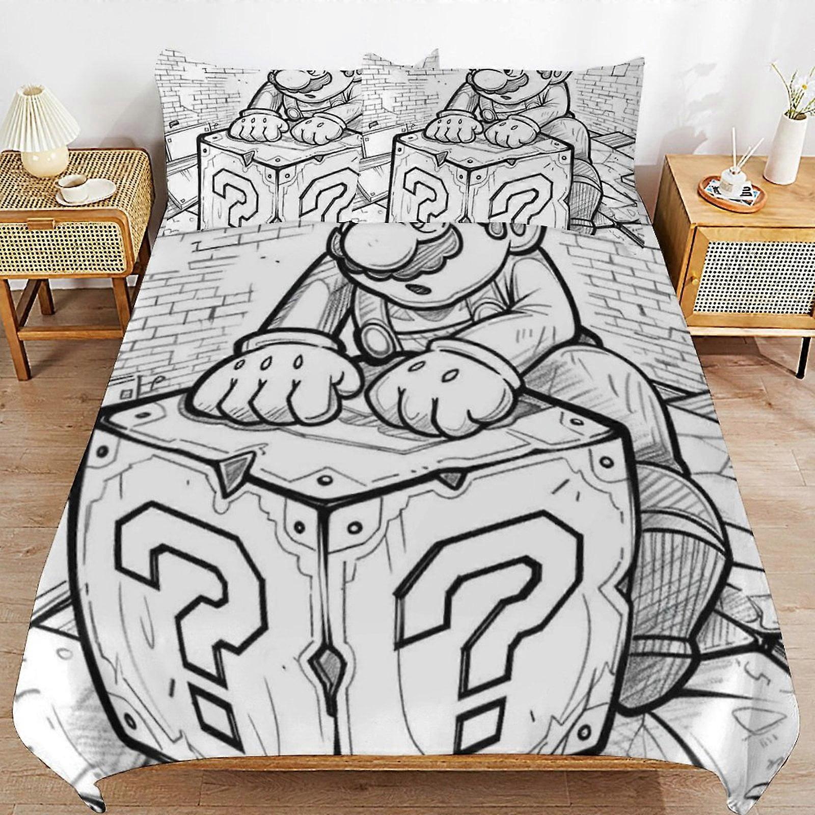 Bedding set JP2 Super Mario 3-Piece Comforter,Super Mario Bedding Set, Soft Microfiber Duvet Cover Set with Zipper Closure TH2